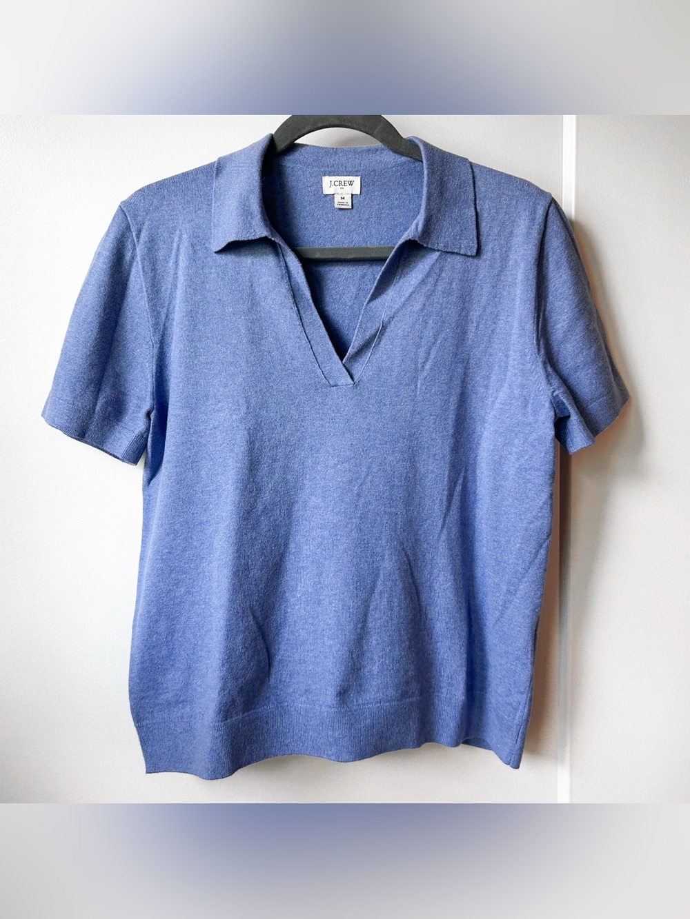 J. Crew Factory Heathered Periwinkle V‑Neck Polo Sweater